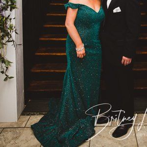 Green Glitter Formal Gown